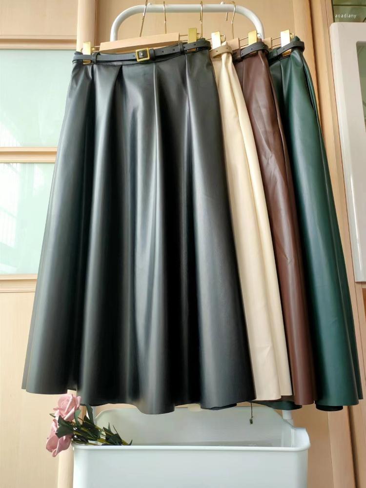 Skirts Winter Long For Women With Belt Autumn Chic Faux PU Leather Skirt High Waist Umbrella Shirts Female 2023 Fashion, Black
Skirts Winter Long For Women With Belt Autumn Chic Faux PU Leather Skirt High Waist Umbrella Shirts Female 2023 Fashion, Black