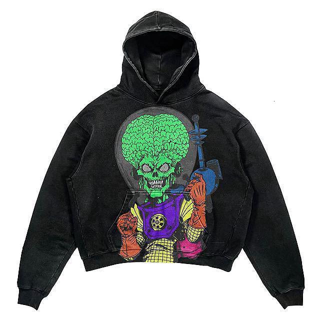 Men's Hoodies Sweatshirts American Retro High Street Goth Print Hoodie Ladies Harajuku Sweatshirt Loose Pullover Ins Men Long Sleeve Clothes Tops