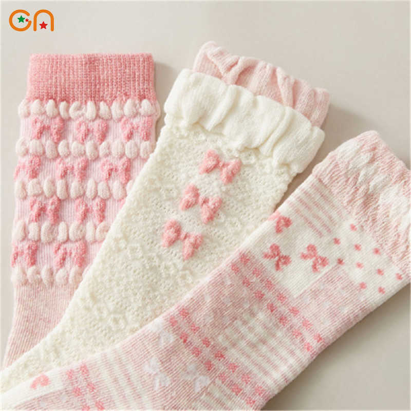 Socks Clearance 3 pairs of baby cotton non slip cute newborn toddler knee high socks suitable for 0-2 year old children and girls as fashion gifts G22