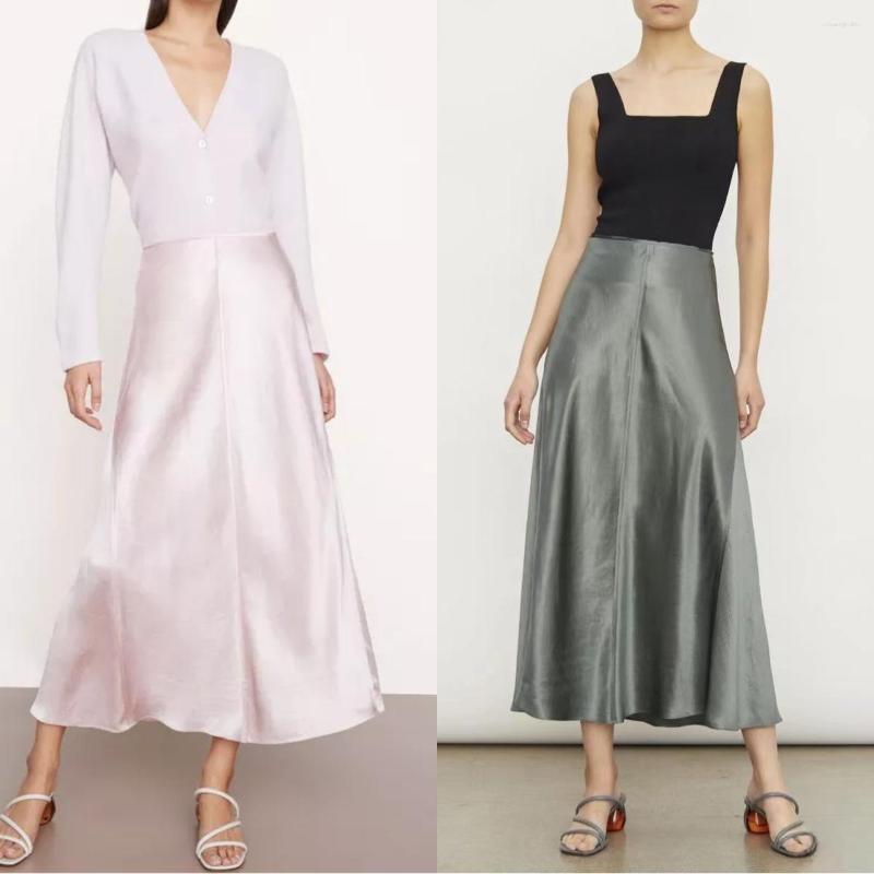Skirts Women Satin Acetate Skirt Stitching High Waist All-match Simple Solid Color Female A-line Midi Jupe Spring Summer 2023, Pink
Skirts Women Satin Acetate Skirt Stitching High Waist All-match Simple Solid Color Female A-line Midi Jupe Spring Summer 2023, Pink