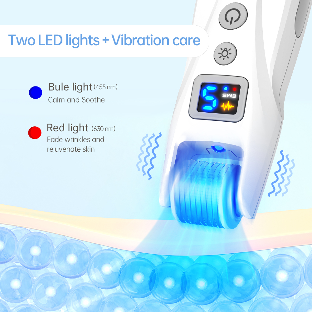 Electric Bio roller G5 EMS Microcurrent 2 Kinds LED Lights Blue Light Anti-inflammatory Red Light Anti-aging Reduces Wrinkles Vibration Roller Microne