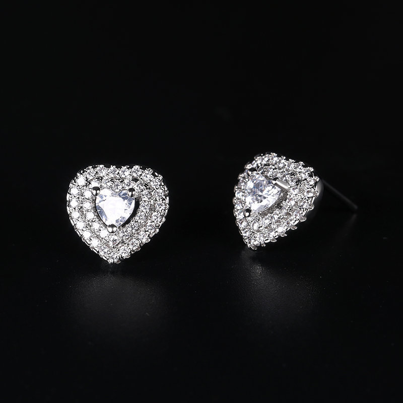 Chic Shine Heart Stud Earrings for Ladies | Timeless Fashion Piece in 925 Silver with Premium Zircon Stones