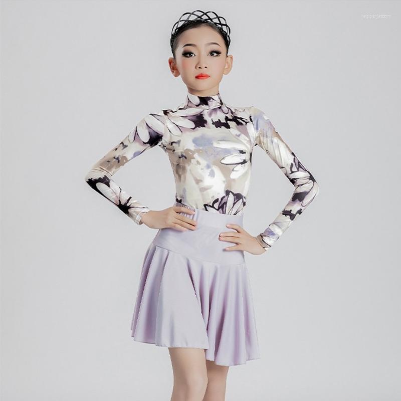 Stage Wear Latin Dance Costume Children Long Sleeve Printing Bodysuit Purple Skirt Outfit Cha Samba Practice Split Suit VDB6044, Leotard-skirt
Stage Wear Latin Dance Costume Children Long Sleeve Printing Bodysuit Purple Skirt Outfit Cha Samba Practice Split Suit VDB6044, Leotard-skirt