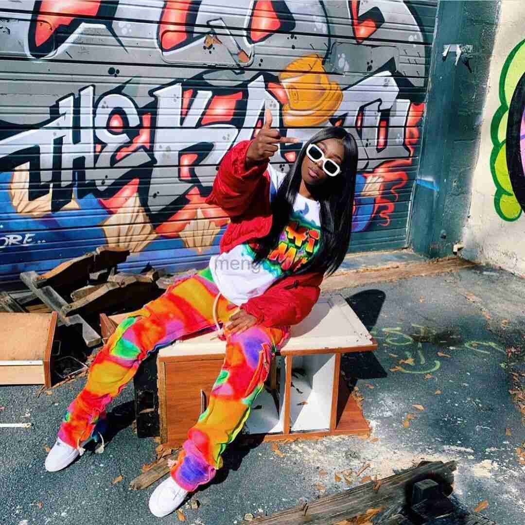 Women's Pants Capris Adogirl Woman Pockets Stacked Pencil Pants Tie Dye Print Casual Sweatpants Fashion Streetwear Cargo Pants Long Trousers Y23