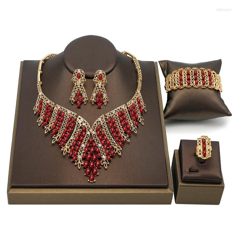 Necklace Earrings Set 2023 African Beads Designer Jewelry Wholesale Dubai Gold Color Bridal Nigerian Wedding Women Custome, Picture shown 
Necklace Earrings Set 2023 African Beads Designer Jewelry Wholesale Dubai Gold Color Bridal Nigerian Wedding Women Custome, Picture shown