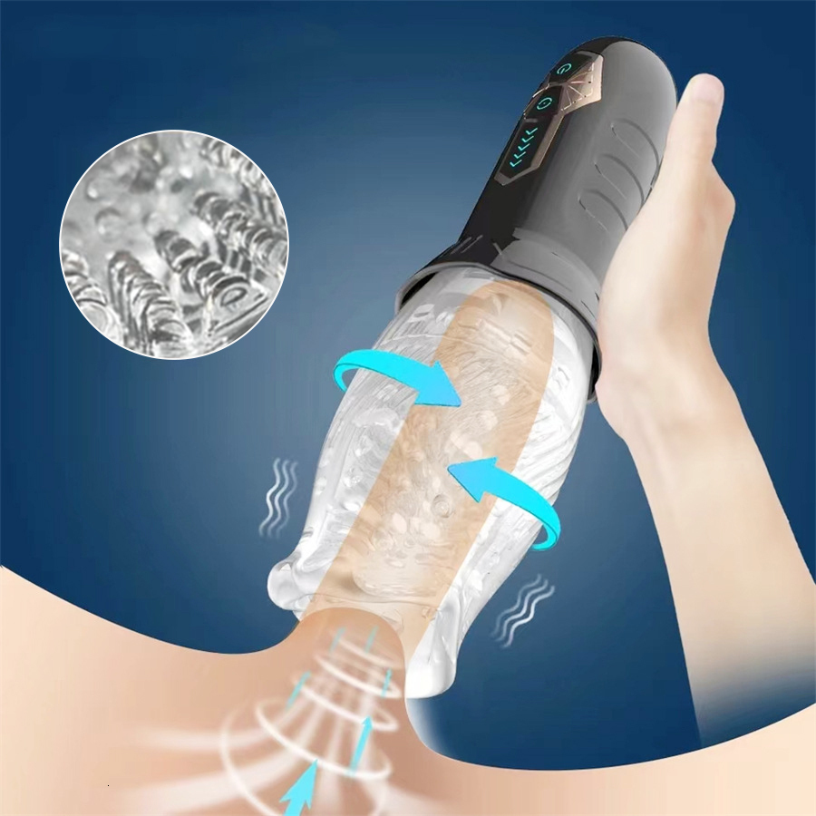 Masturbators Male Masturbation Cup Automatic Rotating Oral Sex Vibrator Penile Flash Stimulation Continuously Delayed Endurance Sports Toys 230524
