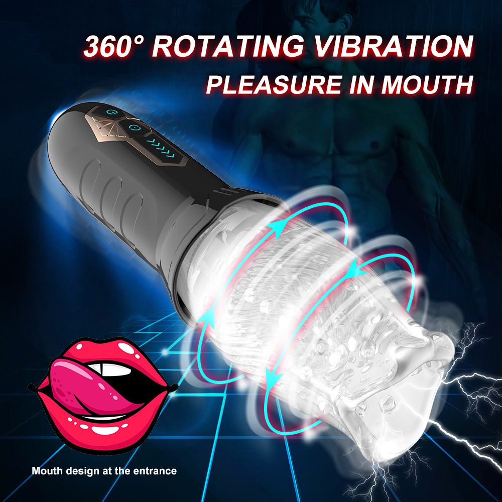 Masturbators Male Masturbation Cup Automatic Rotating Oral Sex Vibrator Penile Flash Stimulation Continuously Delayed Endurance Sports Toys 230524