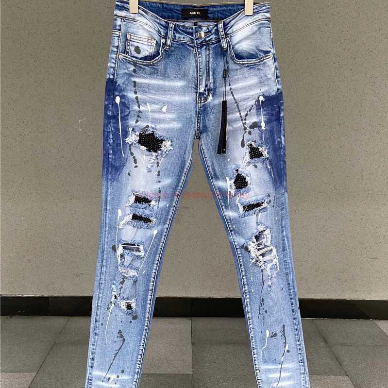 Designer Clothing Amires Jeans Denim Pants Amies Tide Brand High Street Blue Diamond Pierced Jeans Mens Ins Super Fire Style Elastic Slim Pants Distressed Ripped Ski
Designer Clothing Amires Jeans Denim Pants Amies Tide Brand High Street Blue Diamond Pierced Jeans Mens Ins Super Fire Style Elastic Slim Pants Distressed Ripped Ski