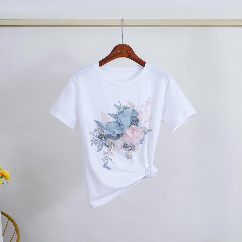 Women' T Shirts T-shirt Women 2023 Summer Three-dimensional Cotton Flower Short-sleeved White Round Neck Loose Pullover Top Femme Q533
Women' T Shirts T-shirt Women 2023 Summer Three-dimensional Cotton Flower Short-sleeved White Round Neck Loose Pullover Top Femme Q533