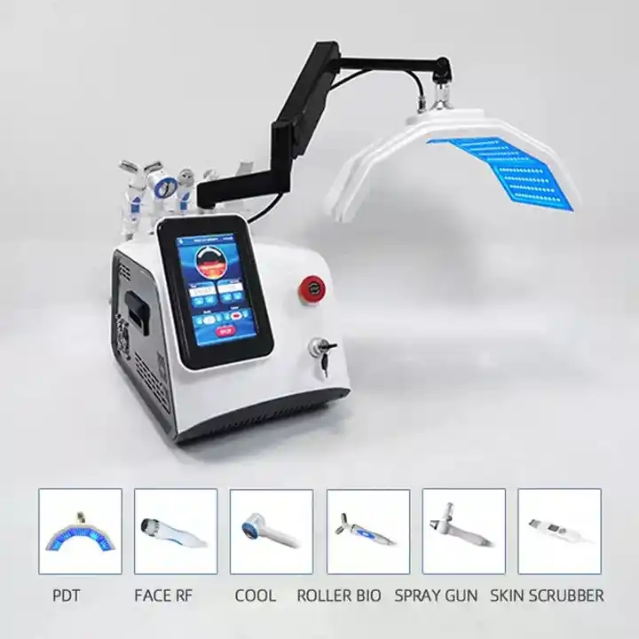 Portable 6 in 1 Multifunctional Acne Wrinkle Photodynamic LED Hair Scalp Analyzer 650nm Diode Laser Hair Growth Laser Machine