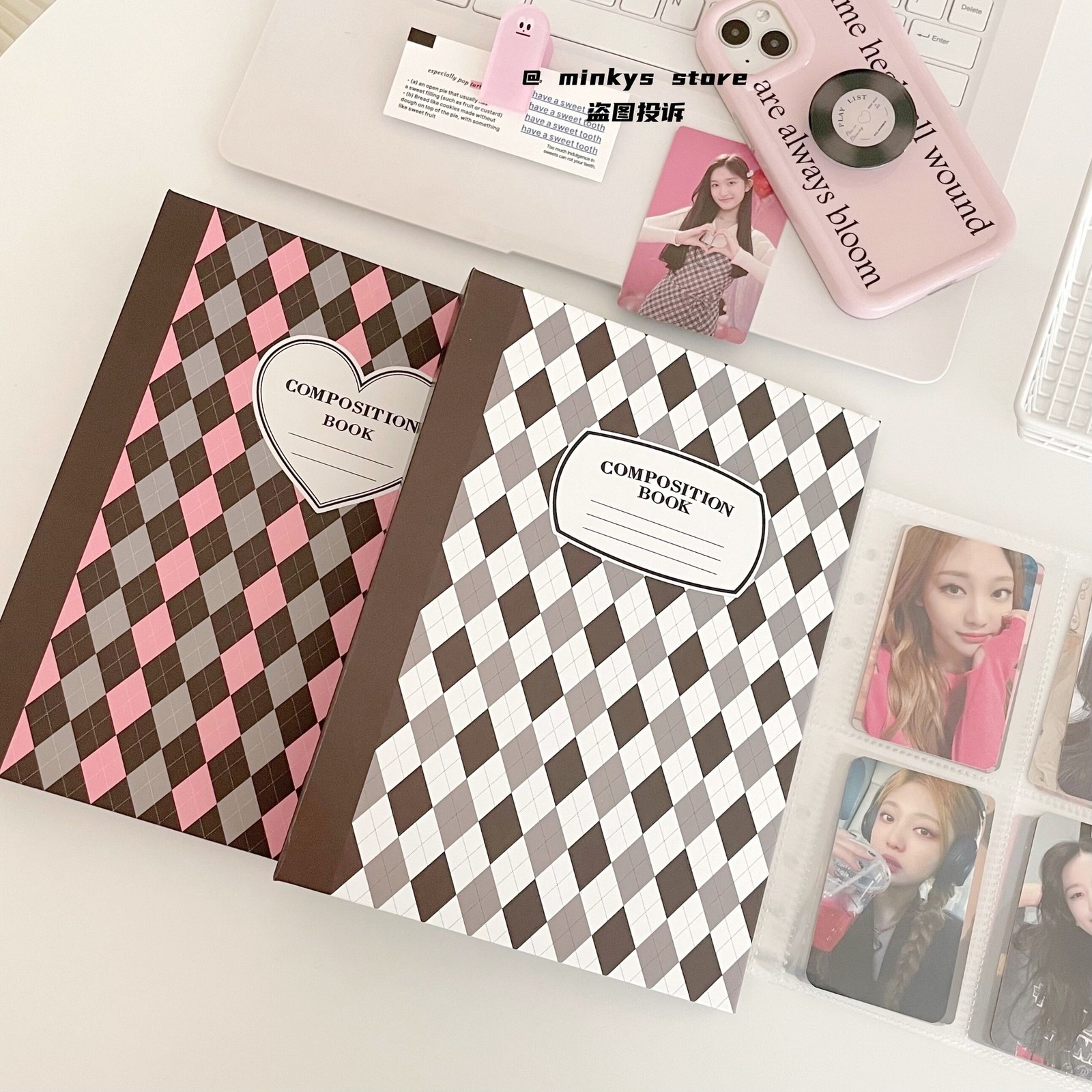 Notepads MINKYS Retro Rhombus A5 Kpop Pocard Binder Collect Book Idol Po Card Album Kawaii Stationery 230523