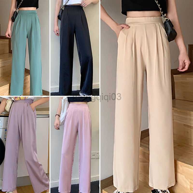 Women's Jeans Spring Summer Straight Wide Leg Pants Korean Style Loose High Waist Casual Trousers Solid Office Straight Pants Harajuku Pants Y23