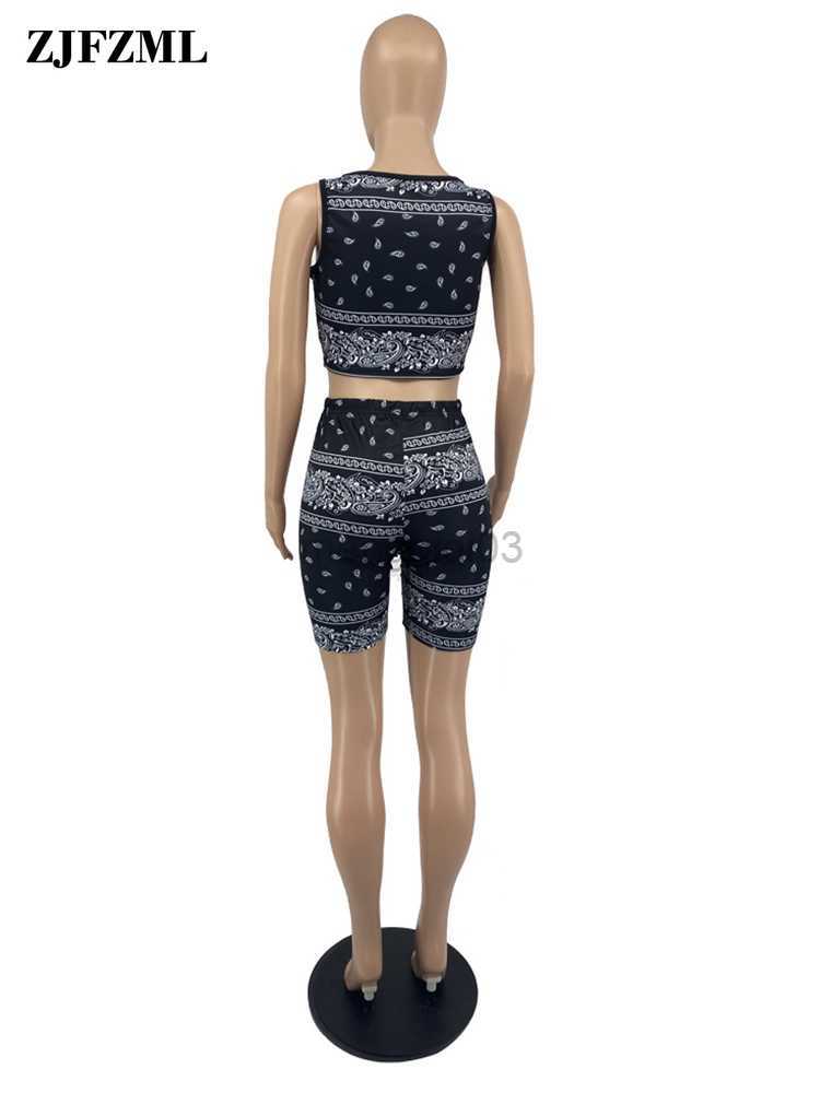 Women's Tracksuits Vintage Loungewear Co-ord Outfits for Women Paisley Bandanna Print Tank Top and Skinny Sport Short Active Wear Two Piece Suits