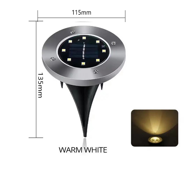 8/20LED Solar Power Disk Light Outdoor Garden Solar Underground Light Deck Light Spotlight Buried Led Lamp Garden Decoration