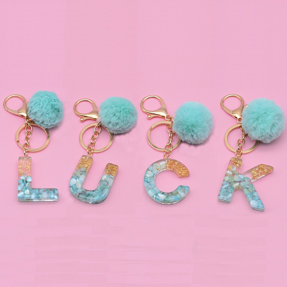 26 Initials Letter Keychains with Plush Ball Women Handbag Car Key Pendants Ornament Glitter Resin Alphabet Keyrings Accessories
26 Initials Letter Keychains with Plush Ball Women Handbag Car Key Pendants Ornament Glitter Resin Alphabet Keyrings Accessories