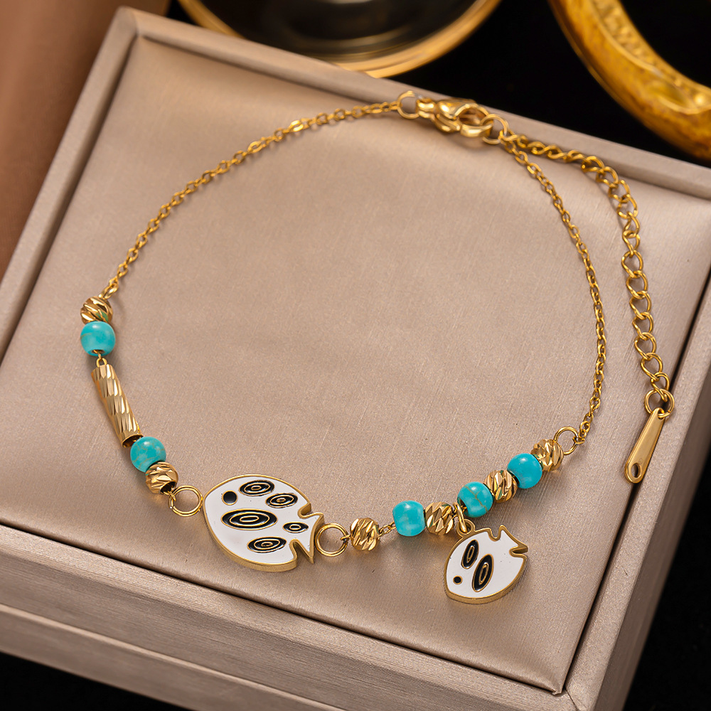 Cute Elephant Turtle Charm Bracelet Fashion Gold Plated Stainless Steel Jewelry for Women