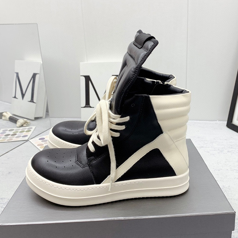 High top board shoes mens shoes luxury designers womens shoes leather stitching thick soles and fashionable couple boots with increased height Sizes 35-48 +box 
High top board shoes mens shoes luxury designers womens shoes leather stitching thick soles and fashionable couple boots with increased height Sizes 35-48 +box