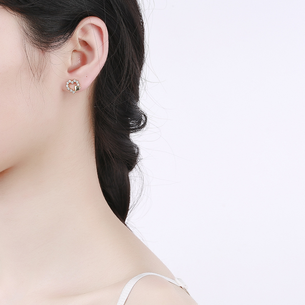 Chic Shine Heart Stud Earrings for Ladies | Timeless Fashion Piece in 925 Silver with Premium Zircon Stones