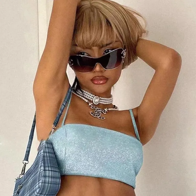 2000'S Retro One Piece Designer Sunglasses Women Luxury Oversized Wrap Around Sun Glasses UV400 Ladies 2023 New Fashion Eyewear Shades 0004
