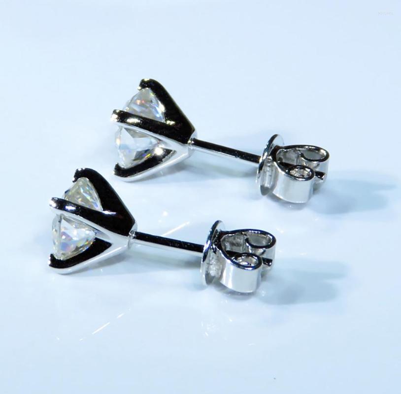 Stud Earrings Au750 White Gold Women Moissanite Dias 2 Carat Cushion Square Wedding Party Engagement Anniversary Trendy