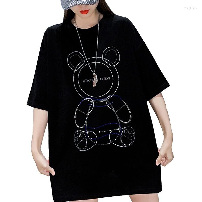 Women's T Shirts Summer Covering Belly Loose Women's T-shirt Top Diamond Short Sleeve Korean Fashion Cartoon Tees, Black
Women's T Shirts Summer Covering Belly Loose Women's T-shirt Top Diamond Short Sleeve Korean Fashion Cartoon Tees, Black