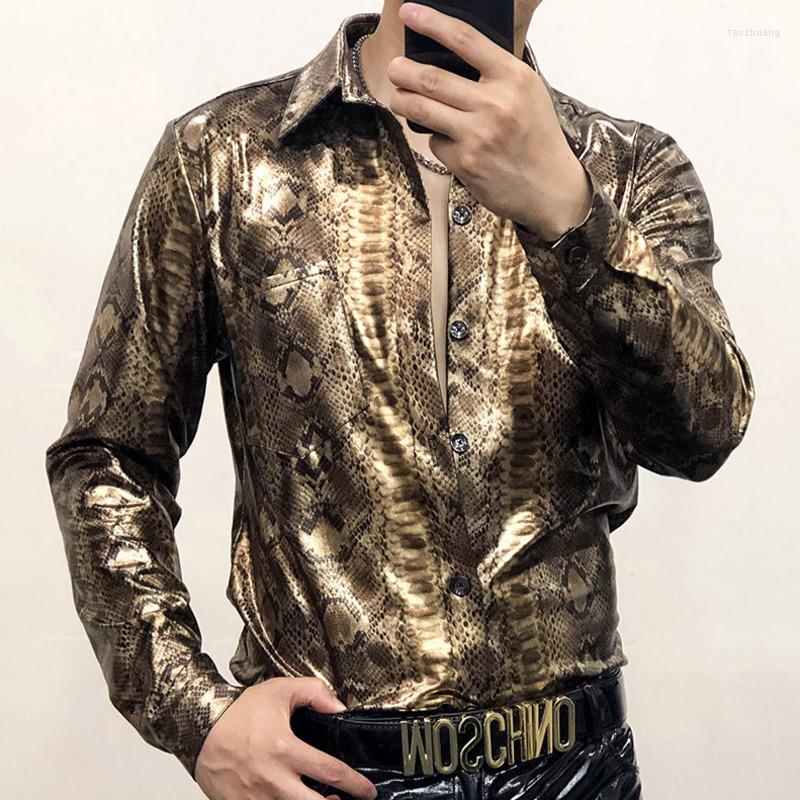 Men's Suits Men's Boutique Gold Snake Print Leopard High Gloss Face Shirt Slim Fit Large Nightclub Sexy Foreign Trade European
Men's Suits Men's Boutique Gold Snake Print Leopard High Gloss Face Shirt Slim Fit Large Nightclub Sexy Foreign Trade European