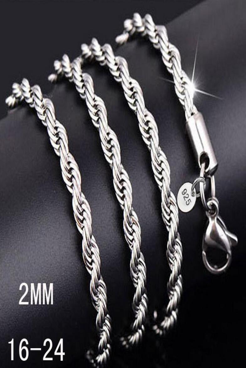 New Arrival 925 Sterling Silver Necklace Chains 2MM 1630 inch Pretty Cute Fashion Charm Rope Chain Necklace Jewelry Factory Whole9575034
New Arrival 925 Sterling Silver Necklace Chains 2MM 1630 inch Pretty Cute Fashion Charm Rope Chain Necklace Jewelry Factory Whole9575034