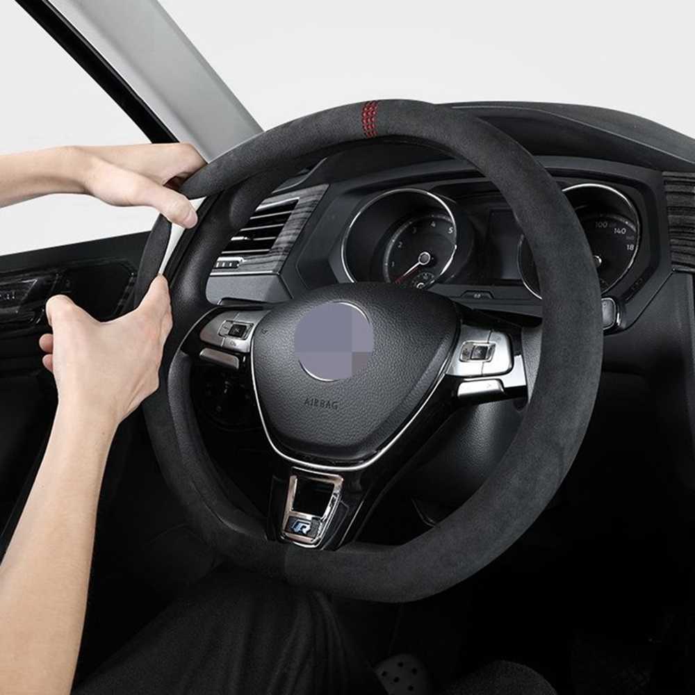 Steering Wheel Covers 38cm Suede Leather Car Steering Wheel Cover Wear-Resistant For BMW E90 F01 F06 F10 F15 F16 F20 F21 F25 F26 F30 F32 F82 M3 G20 X5
