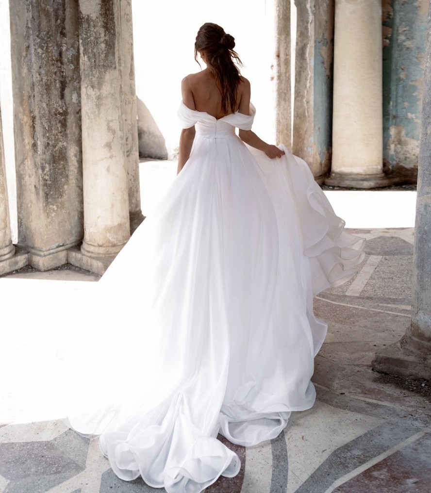 Elegant Off The Shoulder A Line Wedding Dress Short Sleeves Side Slit Organza Women Bride Gowns 2023 vestidos de novia