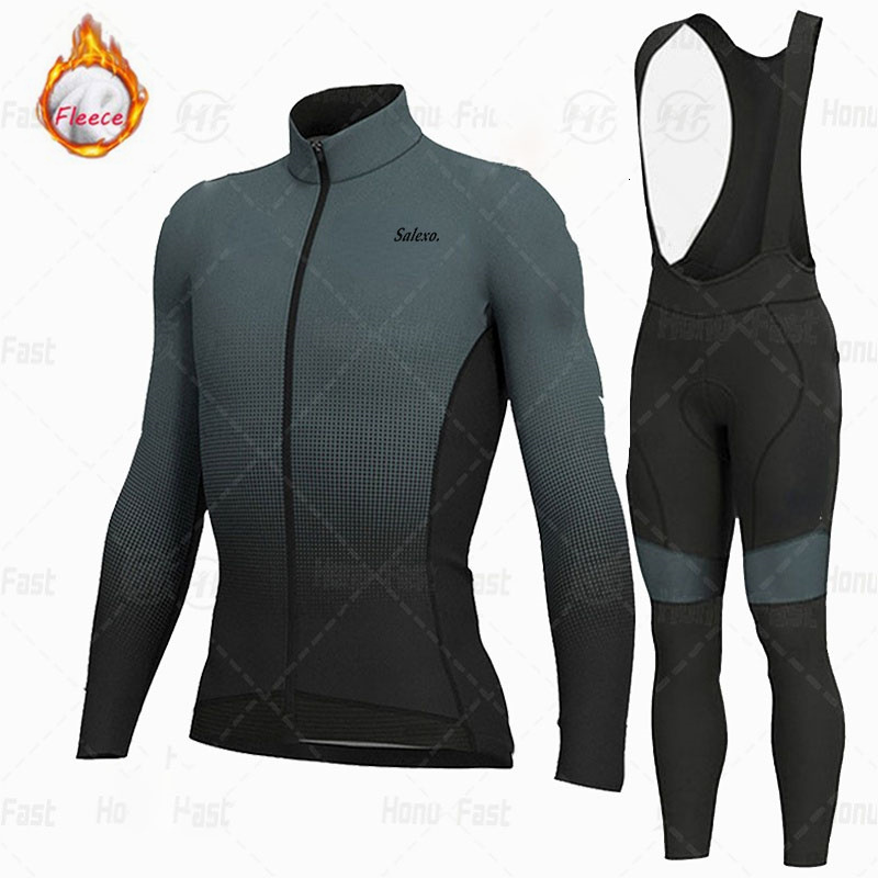 Cycling Jersey Sets Winter Cycling Jacket Bike Jersey set Men Thermal Fleece Long Sleeve Cycling Clothing MTB Sportswear Bicycle Ride Uniform 230525