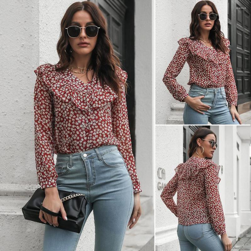 Women' Blouses Blouse Women Ruffled Floral V-neck Long-Sleeve Top Loose Chiffon Shirt, Red
Women' Blouses Blouse Women Ruffled Floral V-neck Long-Sleeve Top Loose Chiffon Shirt, Red