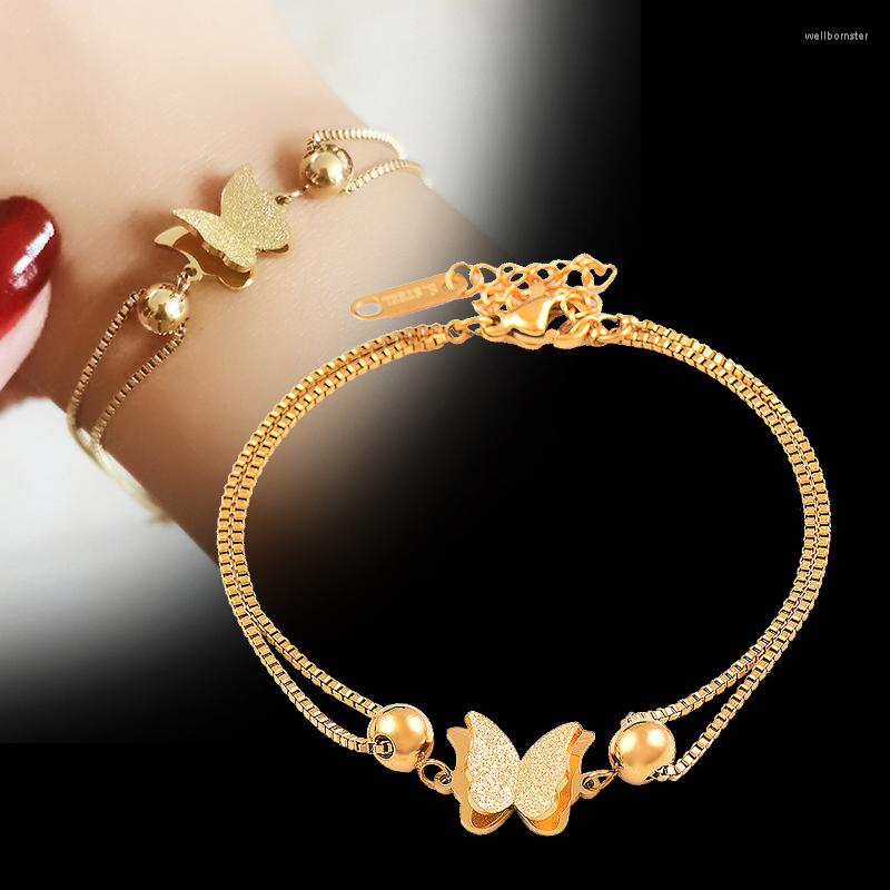 Link Bracelets KIOOZOL 316L Stainless Steel Butterfly Pendant For Women Gold Silver Color 2 Layers Bracelet Fashion Jewelry 506 KO6
Link Bracelets KIOOZOL 316L Stainless Steel Butterfly Pendant For Women Gold Silver Color 2 Layers Bracelet Fashion Jewelry 506 KO6