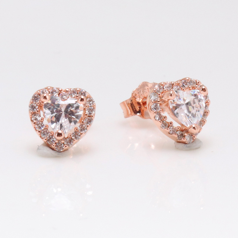 Luxurious Highlighted Heart Shape Earrings in 925 Sterling Silver - Perfect Glamour Addition for Your Wedding Day Attire