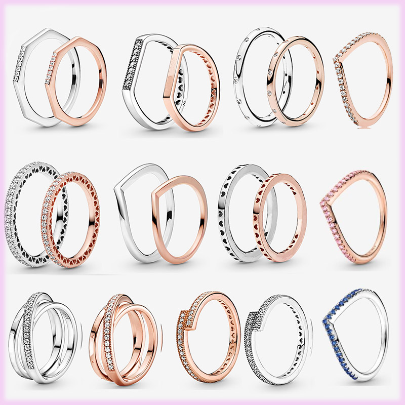 925 Sterling Silver Rose Gold Sterling Silver Ring Engagement Couple Ring with Wedding Jewelry Gifts Matching Free Delivery