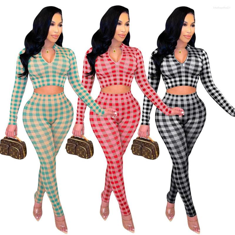 Women' Two Piece Pants Plaid Print Tracksuit Women Sexy Zipper V Neck Long Sleeve Crop Top Suit Skinny Club Party Set Outfits Outwear, Black set
Women' Two Piece Pants Plaid Print Tracksuit Women Sexy Zipper V Neck Long Sleeve Crop Top Suit Skinny Club Party Set Outfits Outwear, Black set
