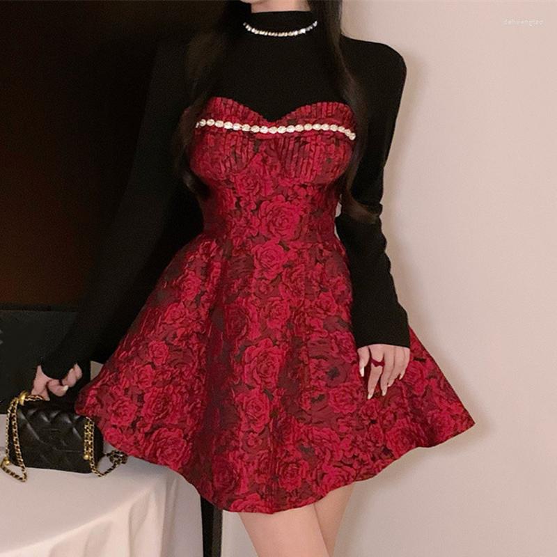 Casual Dresses Summer Women Patchwork Sequined Dress Sweet Solid Fake Two Pieces Ladies Elehant Vintage Female, Red
Casual Dresses Summer Women Patchwork Sequined Dress Sweet Solid Fake Two Pieces Ladies Elehant Vintage Female, Red