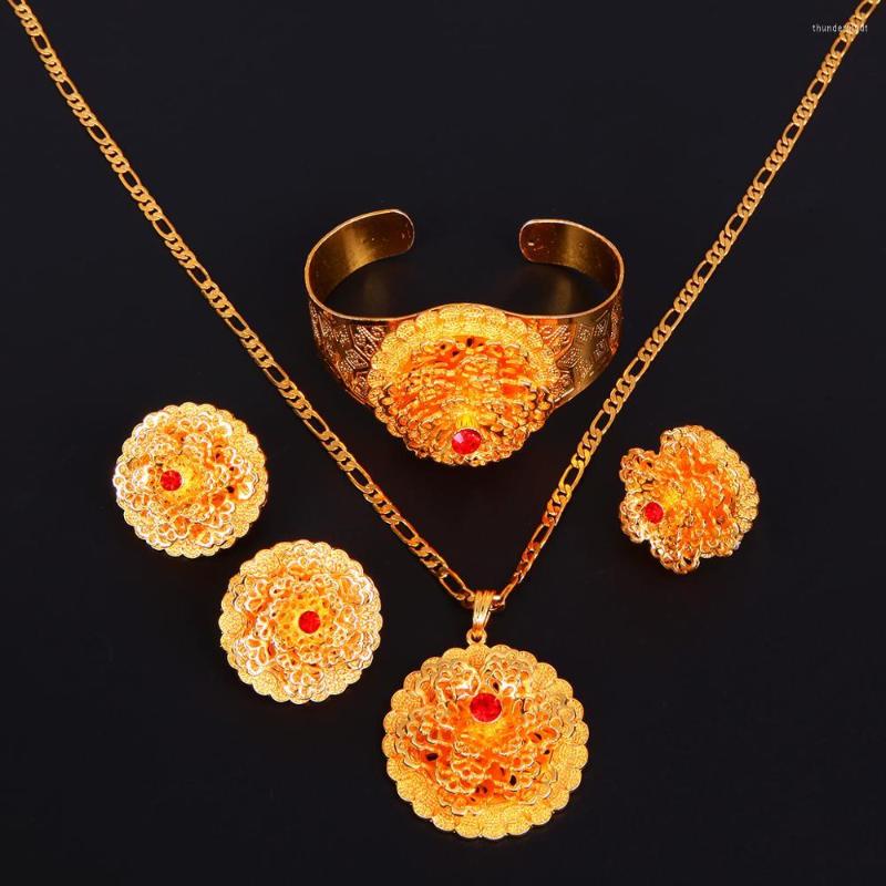 Necklace Earrings Set Ethiopian Flower Shape Gold Color African Women Romantic Zircon Jewelry, Picture shown
Necklace Earrings Set Ethiopian Flower Shape Gold Color African Women Romantic Zircon Jewelry, Picture shown