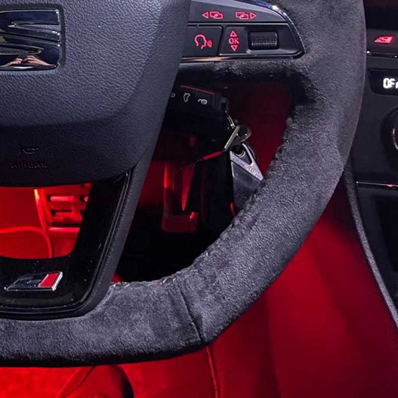 Steering Wheel Covers Anti-Slip Black Suede Braid Car Steering Wheel Cover For Seat Leon Cupra R Leon ST Cupra Leon ST Cupra Ateca Cupra Ateca FR G230