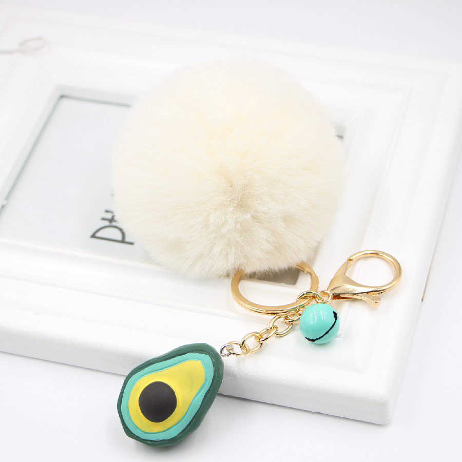 Key Rings Hot selling geometric fruit serve avocado plush decorative bag pendant women's key chain G230525