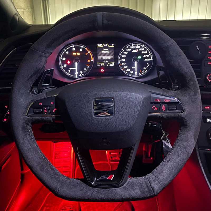 Steering Wheel Covers Anti-Slip Black Suede Braid Car Steering Wheel Cover For Seat Leon Cupra R Leon ST Cupra Leon ST Cupra Ateca Cupra Ateca FR G230