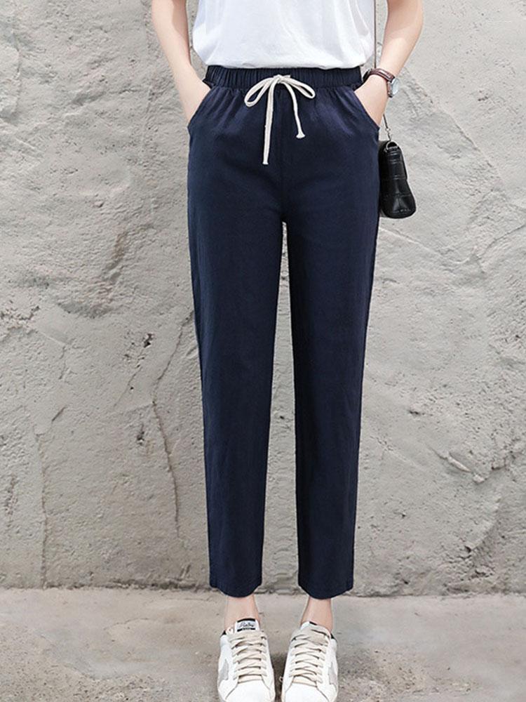 Women's Pants Women Casual Long Ankle Length Trousers 2023 Summer Autumn Elastic Waist Soft High Quality Cotton Linen, Light blue 
Women's Pants Women Casual Long Ankle Length Trousers 2023 Summer Autumn Elastic Waist Soft High Quality Cotton Linen, Light blue
