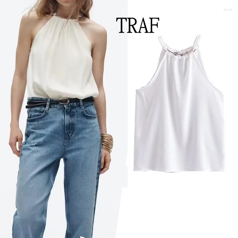 Women's Tanks TRFA White Top Women 2023 Sexy Crop Tops Clothing Collar Tank Y2k Streetwear Satin Female Summer Camis
Women's Tanks TRFA White Top Women 2023 Sexy Crop Tops Clothing Collar Tank Y2k Streetwear Satin Female Summer Camis