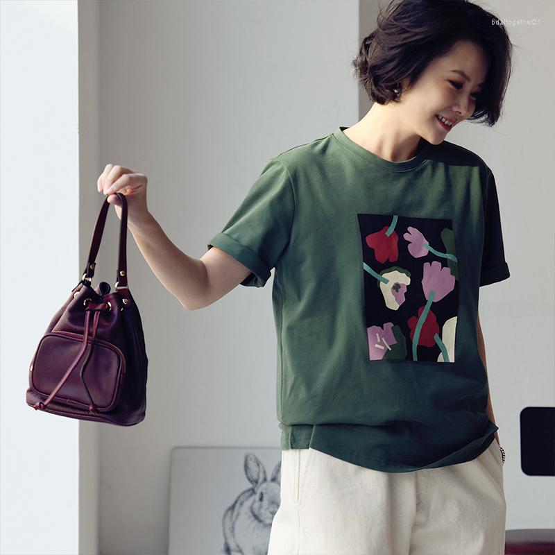 Women's T Shirts MICOCO T9209C Literary Style Flower Print Pure Cotton Comfortable Loose 100 Match Crew Neck Short Sleeve T-shirt, Green
Women's T Shirts MICOCO T9209C Literary Style Flower Print Pure Cotton Comfortable Loose 100 Match Crew Neck Short Sleeve T-shirt, Green