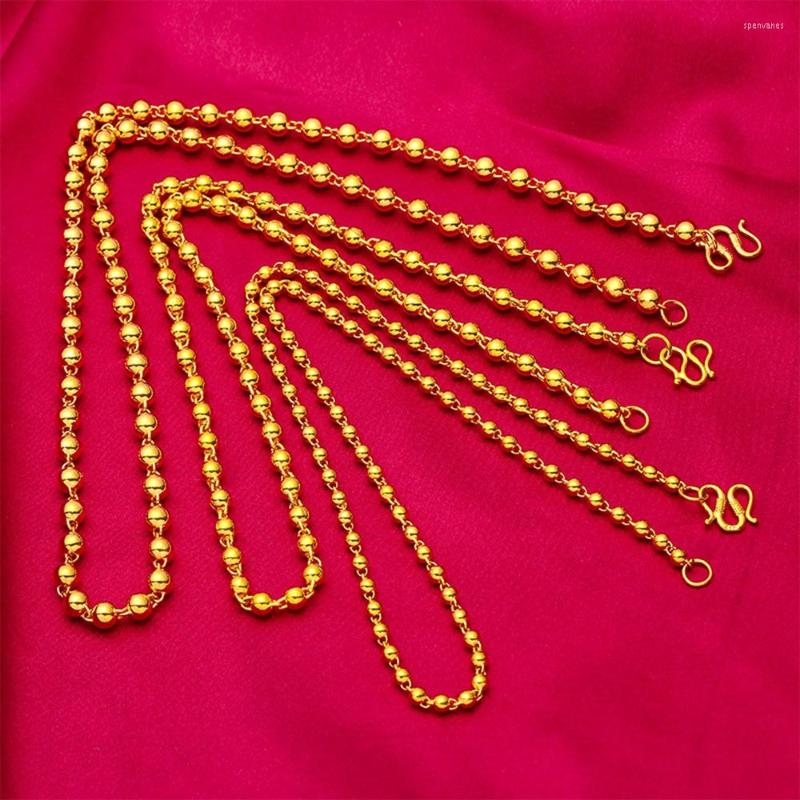 Chains Women Men Beads Necklace Chain Solid Real 18k Gold Color Male Collar Clavicle Jewelry Gift Hip Hop Accessories
Chains Women Men Beads Necklace Chain Solid Real 18k Gold Color Male Collar Clavicle Jewelry Gift Hip Hop Accessories