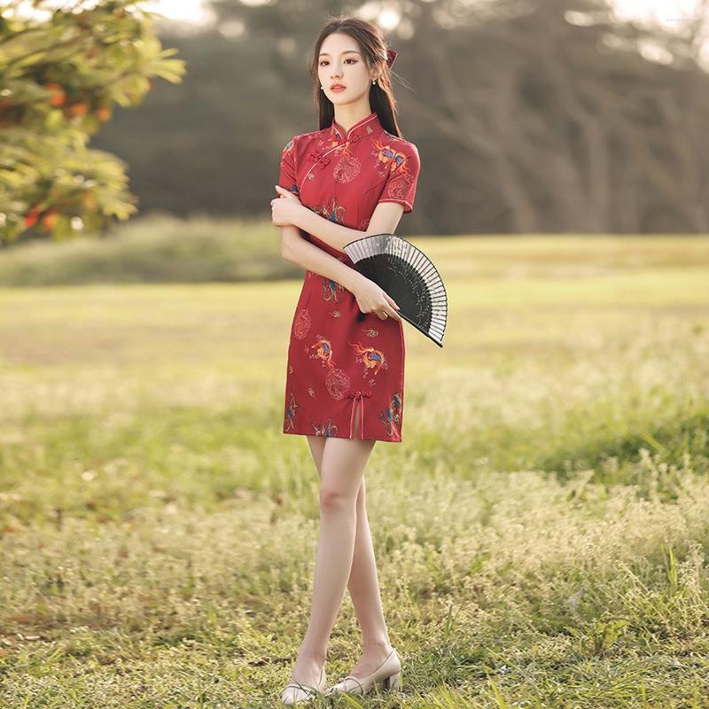 Ethnic Clothing Cheongsam Female 2023 Retro Red Chinese Style Short In Summer China Tradition Traditional Dress For Women
Ethnic Clothing Cheongsam Female 2023 Retro Red Chinese Style Short In Summer China Tradition Traditional Dress For Women