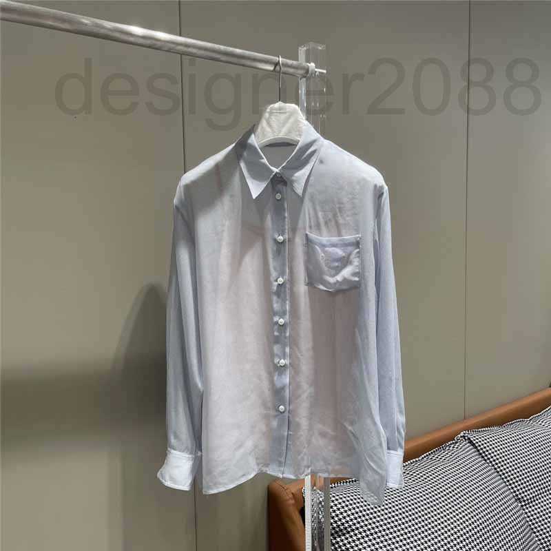Women's Blouses & Shirts designer Spring/Summer New Letter Embroidered Pockets Show Thin Temperament Celebrity Vertical Stripe Silk Two Piece Shirt Set JAW5, Light blue
Women's Blouses & Shirts designer Spring/Summer New Letter Embroidered Pockets Show Thin Temperament Celebrity Vertical Stripe Silk Two Piece Shirt Set JAW5, Light blue