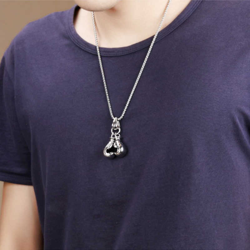 Pendant Necklaces 2pcs/set Mens Unisex Stainless Steel Silver Color/gold Black Boxing Gloves Necklace Sport Colar Jewelry Christmas Giftpend