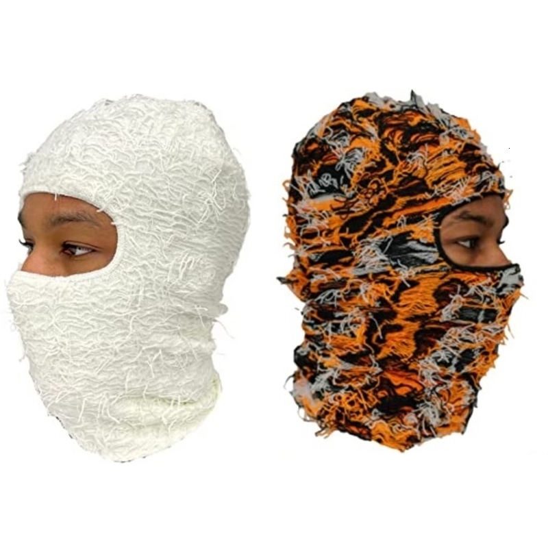 Cycling Caps Masks Camouflage Balaclava Knit Distressed Knitted Full Face Ski Mask Shiesty Fuzzy 230524
