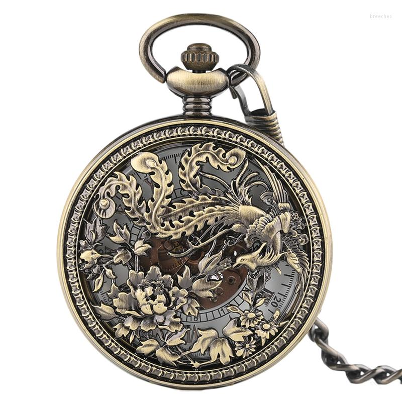 Pocket Watches Vintage Exquisite Carving Phoenix Automatic Mechanical Watch Chain Women Fob Fashion Retro Copper Hollow Clock, Picture shown
Pocket Watches Vintage Exquisite Carving Phoenix Automatic Mechanical Watch Chain Women Fob Fashion Retro Copper Hollow Clock, Picture shown