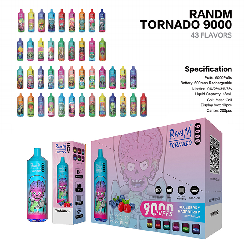 Original RandM Tornado 9000 Puffs Disposable Vape Device 18ml 43 Flavor E Cigarettes 850mah Rechargeable Electronic Cigs 9K 0% 2% 5% Vape Pen
Original RandM Tornado 9000 Puffs Disposable Vape Device 18ml 43 Flavor E Cigarettes 850mah Rechargeable Electronic Cigs 9K 0% 2% 5% Vape Pen